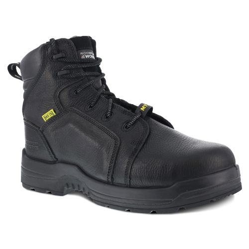 Rockport Works Women's More Energy Comp Toe 6" Work Boot Met Guard - Black - Profile View