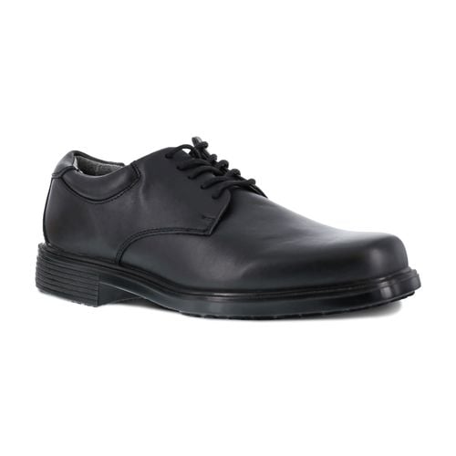 Rockport Works Men's Work Up Soft Toe Dress Shoe Slip Resistant - Black - Profile View