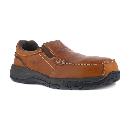 Rockport Works Men's Extreme Light Comp Toe Slip On ESD - Brown - Profile View