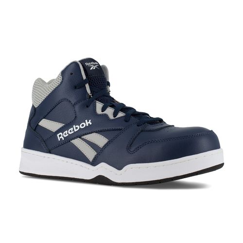 Reebok Work Men's BB4500 High Top - Static Dissipative - Composite Toe Sneaker - Navy and Grey - Profile View