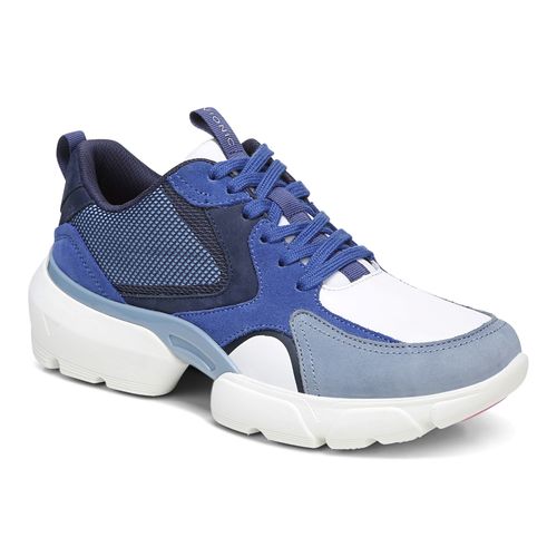 Vionic Aris Women's Lace-up Sneaker with Arch Support - Indigo Suede - 1 profile view
