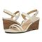 Vionic Emmy Woemn's Backstrap Wedge Sandal - Cream Embossed - pair left angle