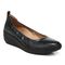 Vionic Jacey Women's Slip-on Wedge Shoe - Black/Black Leather - Angle