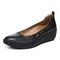 Vionic Jacey Women's Slip-on Wedge Shoe - Black/Black Leather - Left angle