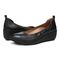 Vionic Jacey Women's Slip-on Wedge Shoe - Black/Black Leather - pair left angle