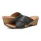Vionic Leticia Women's Wedge Comfort Sandal - Black-Tumbled Leathe - pair left angle