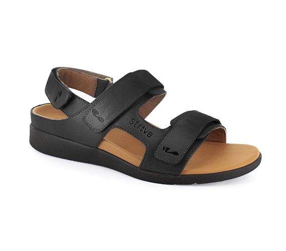 Strive Aruba Women's Comfortable and Arch Supportive Sandals - Black - Angle