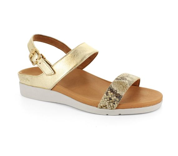 Strive Lucia Women's Comfortable and Arch Supportive Sandals - Light Gold - Angle