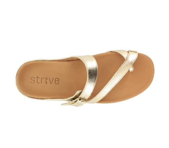 Strive Nusa Women's Comfortable and Arch Supportive Sandals - Light Gold - Overhead