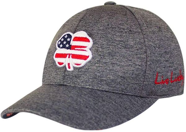 Black Clover USA Flag Heather Fitted Hat Charcoal - flag angle