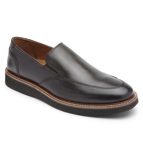 Dunham Clyde Men's Slip-on Dress Shoe - Black Leather - Angle